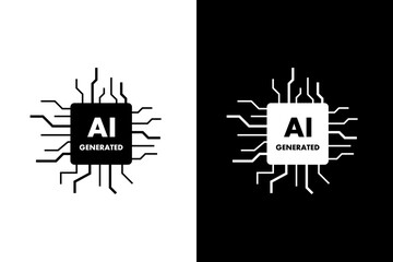 Fototapete - AI generator or processor. Artificial intelligence concept. AI electrical board. Artificial intelligence generative process. Black and white background. Vector