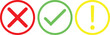 © JunnU studio - Thin line check mark icons. Green tick and red cross checkmarks flat line icons set. Vector illustration isolated on white background