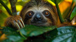 wildlife photography, authentic photo of a sloth in natural habitat, taken with telephoto lenses, for relaxing animal wallpaper and more