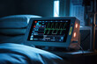 © ADDICTIVE STOCK - Vital signs monitor displaying heartbeat in hospital room. Generative AI image