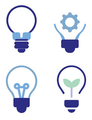 Canvas Print - Set of light bulb icons. Outline icons with editable stroke collection.