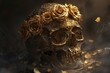 Golden Skull with Rose Petals A Timeless and Elegant Headpiece for the Modern Bride Generative AI