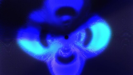 Poster - Blue energy tunnel frame with futuristic electric field particles and lines of high-tech energy. Abstract background. Video in high quality 4k, motion design