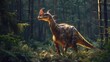 AI-generated majestic dinosaurs in a prehistoric landscape. Raptor. Vivid colors and intricate details bring these ancient creatures to life. The concept of time when dinosaurs ruled the Earth.