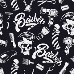 Sticker - Barber monochrome vintage pattern seamless