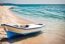 A Single Pedal Boat On A Beautiful Beach