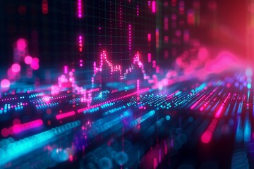 Poster - Digital display of stock market trends with graphs and data analysis, representing financial investment and trading.