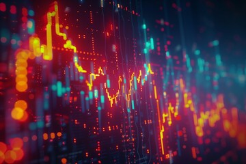 Poster - Digital display of stock market trends with graphs and data analysis, representing financial investment and trading.