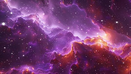 animation of purple galaxy space nebula towards bright light loop background