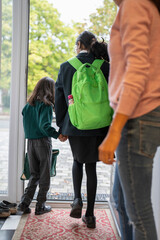 Wall Mural - Sisters leaving home for school