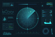 Submarine radar. Navy ship sonar navigation screen hud digital interface, ocean marine flight search naval weapon targeting futuristic dashboard ui spy mission vector illustration
