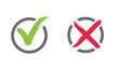 Green check and red cross symbols, squared vector signs. Element of web icon for mobile concept and web apps- illustration.