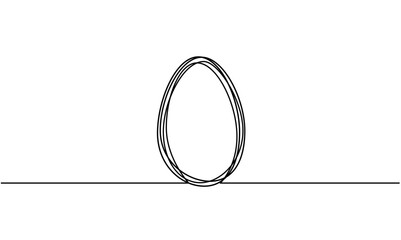Aufkleber - Easter background with egg shape continuous line drawing art. Hand-drawn easter border isolated on transparent background.	