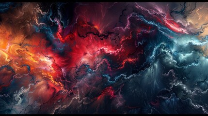 Wall Mural - Vibrant abstract background with dynamic swirls and bursting colors, perfect for graphic design projects and digital art creations