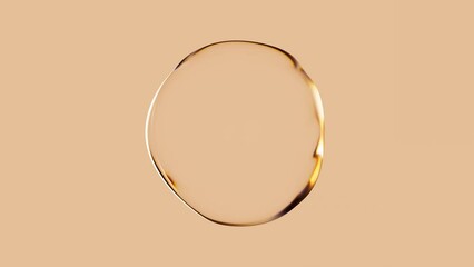 Aufkleber - Realistic water bubble on beige backdrop with wiggle wave effect. Abstract liquid sphere. 3d render animation loopable