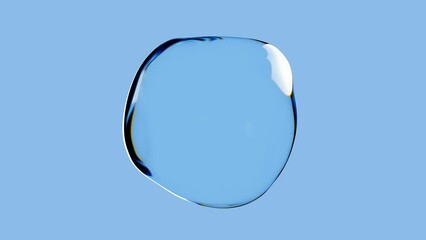 Aufkleber - Realistic water bubble on blue backdrop with distortion wave effect. Abstract liquid sphere. 3d render animation loopable