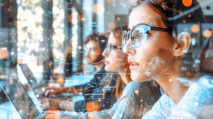 Poster - Dynamic Team Collaboration: Innovating in the Modern Workspace – Double Exposure of Business Professionals Brainstorming in Office Environment  