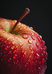 wet red delicious apple close-up