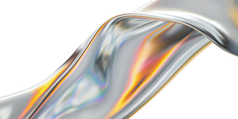 Wall Mural - Multi colored flowing abstract iridescent wave shape. Isolated on a transparent background.