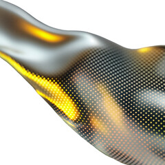 Wall Mural - A wave of liquid metal with golden reflections. Isolated on a transparent background.