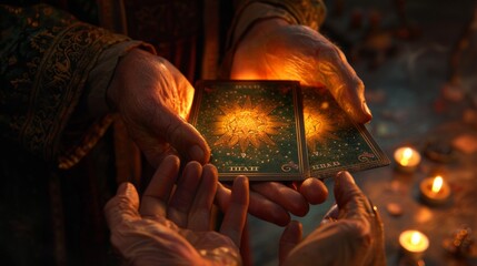 Canvas Print - A person holding a tarot in their hands