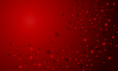 Poster - Abstract red connecting dots and lines connection science with blank space design technology background vector