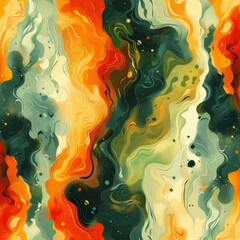 Poster - Vibrant art showcases seamless patterns with eco-friendly themes and artistic textures in colorful illustrations