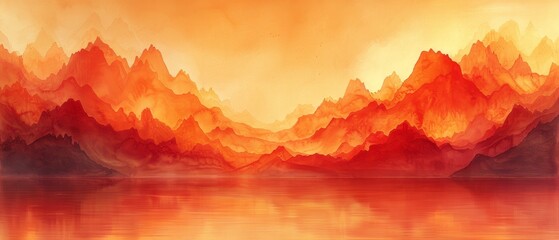 Poster - Background of abstract orange watercolor