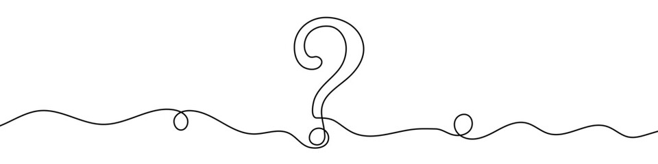 Poster - continuous editable drawing of question mark. question mark in one line style.