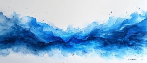 Poster - Blue watercolor hand painted background