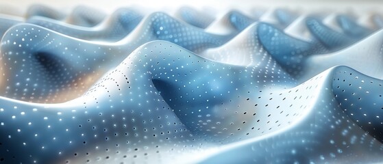 Poster - A digital wave abstract with a blue circular background. A futuristic point wave. A rendering in 3D of big data.
