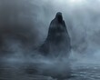 Black Ghost emerging from the mist a spectral reminder of the seas mysteries and the tales of those who roam it