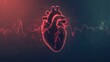 Human Heart with Cardio Pulse Line on Dark Background, Concept of Healthcare and Cardiology
