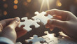 © netsay - People holds in hand a jigsaw puzzle. Business solutions, success and strategy.