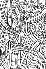 Wall Mural - Abstract Black and White Lines Drawing, coloring page