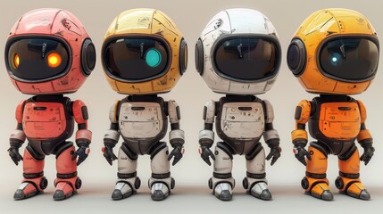 Aufkleber - Set of cute robot avatars. Various avatars for chat bots.