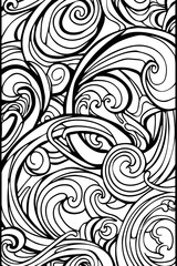 Wall Mural - Intricate Black and White Swirls Drawing, coloring page