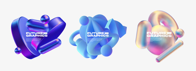 Poster - 3d shapes composition for text blocks. Eps10 vector.