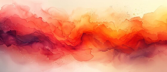 Poster - Watercolor background with abstract orange color