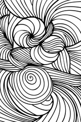 Wall Mural - Swirling Black and White Abstract Drawing, coloring page