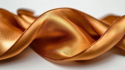 Aufkleber - An isolated golden satin ribbon is shown on a white background