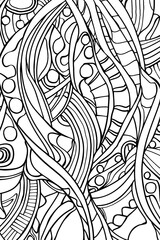 Wall Mural - Abstract Black and White Lines, coloring page