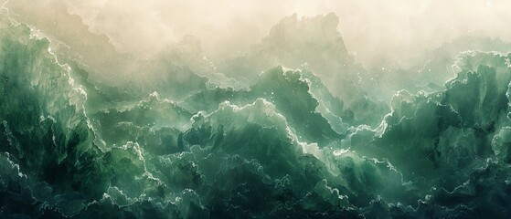 Fototapete - Striking green watercolor texture