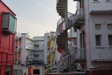 Top View Spiral Staircases Of Shophouse In Bugis, Singapore