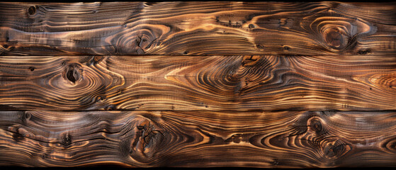 Wall Mural - Detailed image showcasing the natural patterns and textures of dark stained wooden planks