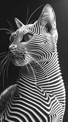 Wall Mural - A black and white photo of a cat