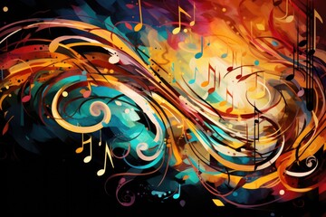 Wall Mural - blurred abstract background christmas light with music note bokeh