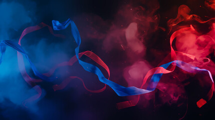 Sticker - Blue and Red ribbon on the smoke background, Illustration