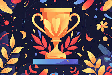 illustration. Champions cup for first place. Prize to the winner. flat design