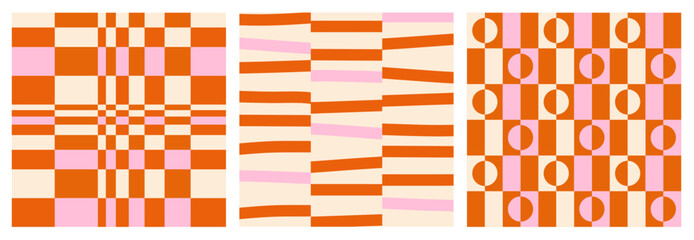 Wall Mural - pattern background set in vintage retro 70s style vector illustration